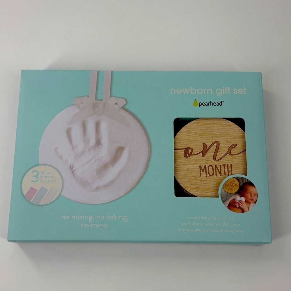 Pearhead Baby Keepsake Kit with Blue and Cream Accents